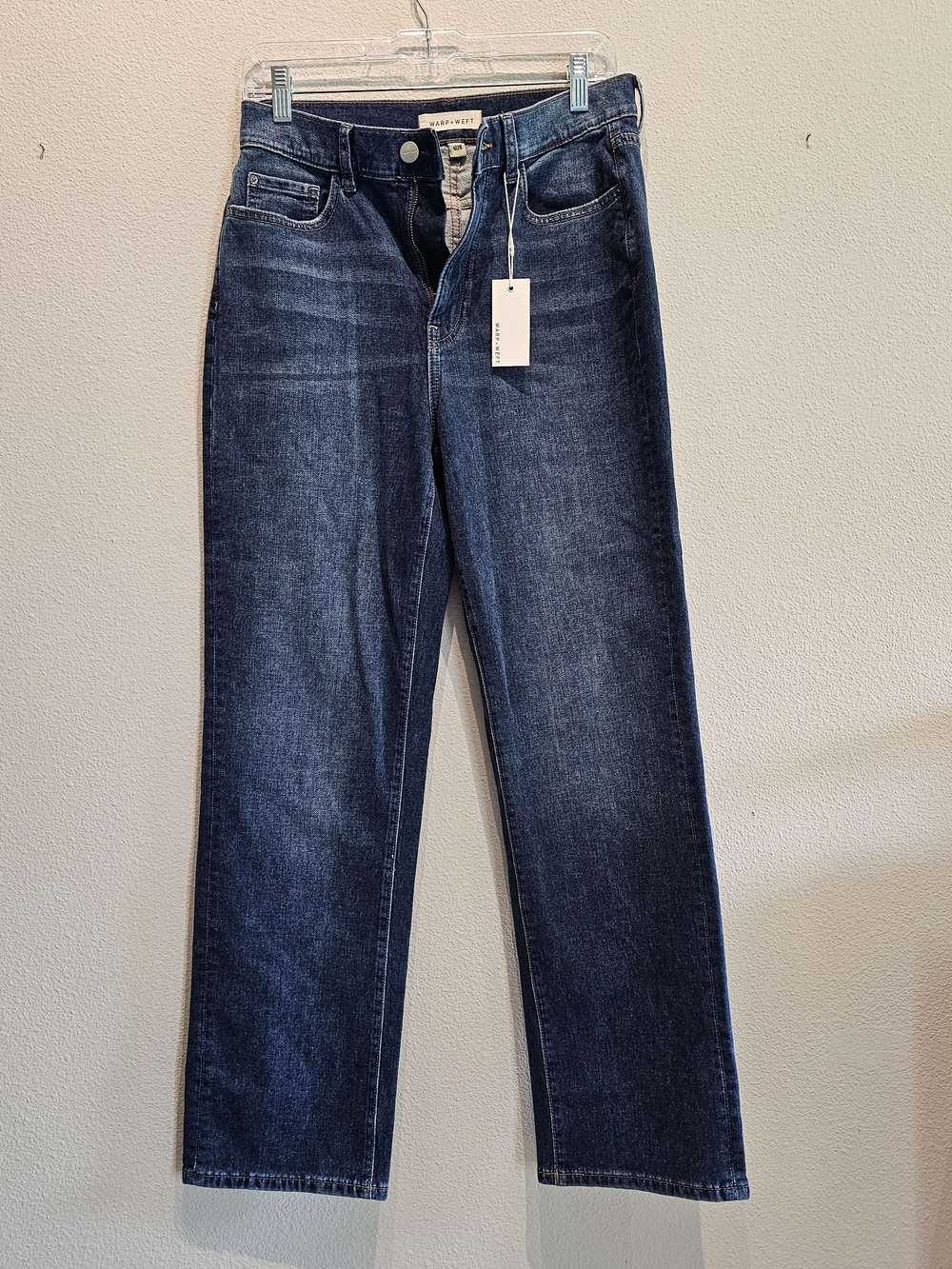 Warp + Weft Indigo Blue Straight Leg Jeans, Aspen Pitkin Style, Size 6/28